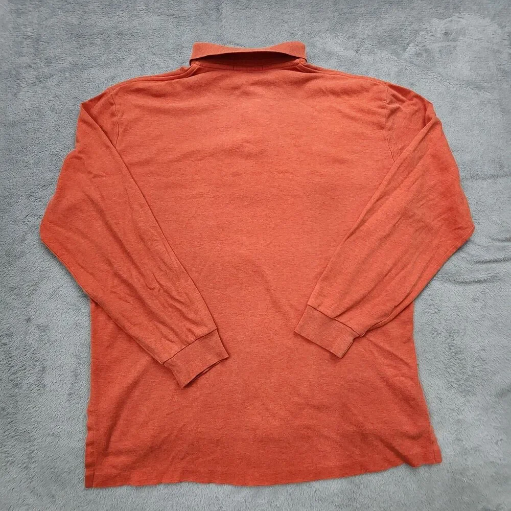Polo Ralph Lauren Mens Long Sleeve Orange Shirt Size L 100% Cotton Pony Logo